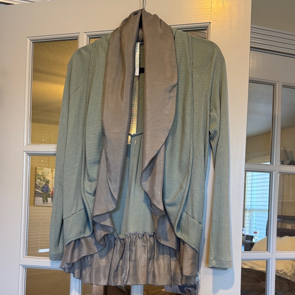 Anthropologie Green and grey Cardigan
